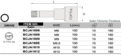 Cap cheie cu caneluri lunga 1/2 M6 Toptul - imagine 1
