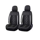 Huse auto premium 5 locuri Carguard Deluxe piele ecologică perforată și textil - negru - alb Carguard - imagine 1