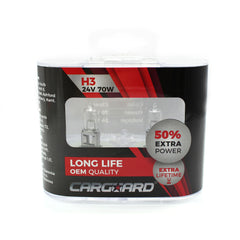 Set de 2 becuri Halogen 24V - H3, 70W, +50% Intensitate - LONG LIFE Carguard - imagine 1