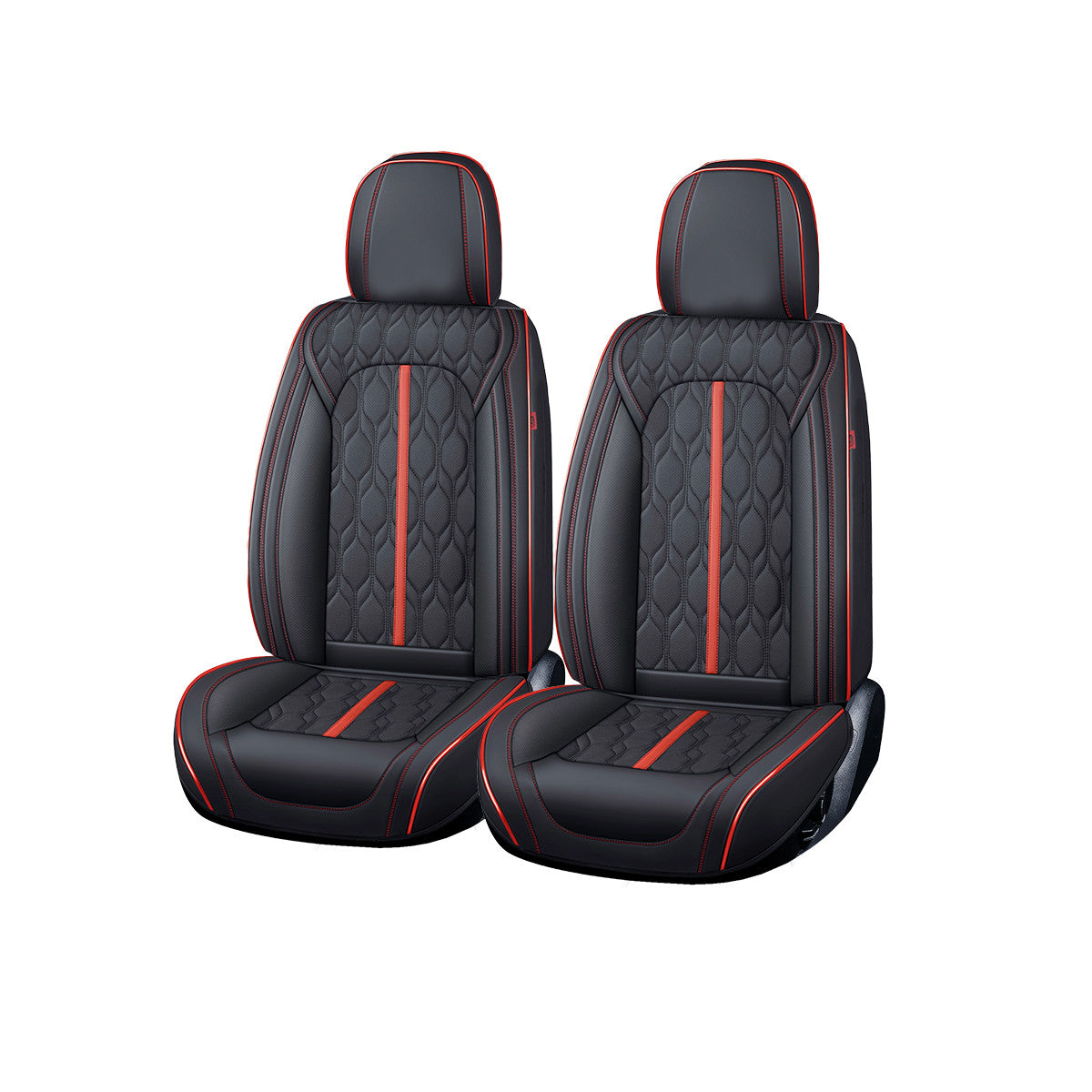 Huse auto premium 5 locuri Carguard Deluxe piele ecologică perforată - negru - rosu Carguard - imagine 1
