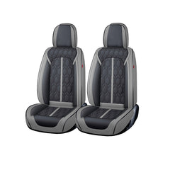 Huse auto premium 5 locuri Carguard Deluxe piele ecologică perforată - gri - negru Carguard - imagine 1