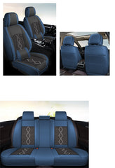 Huse auto premium 5 locuri Carguard Deluxe piele ecologică perforată și textil - negru - albastru închis Carguard - imagine 3