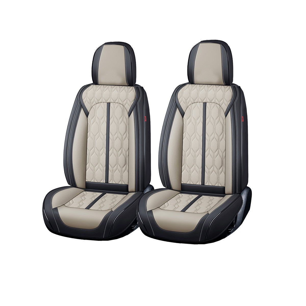 Huse auto premium 5 locuri Carguard Deluxe piele ecologică perforată - negru - crem Carguard - imagine 1