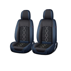 Huse auto premium 5 locuri Carguard Deluxe piele ecologică perforată și textil - negru - albastru închis Carguard - imagine 1