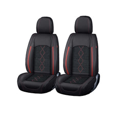 Huse auto premium 5 locuri Carguard Deluxe piele ecologică perforată și textil - negru - rosu închis Carguard - imagine 1