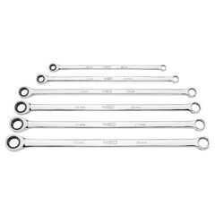 Set de chei inelare cu clichet, lungi, 6 bucăți, 8 - 19 mm, husă Neo Tools - imagine 2
