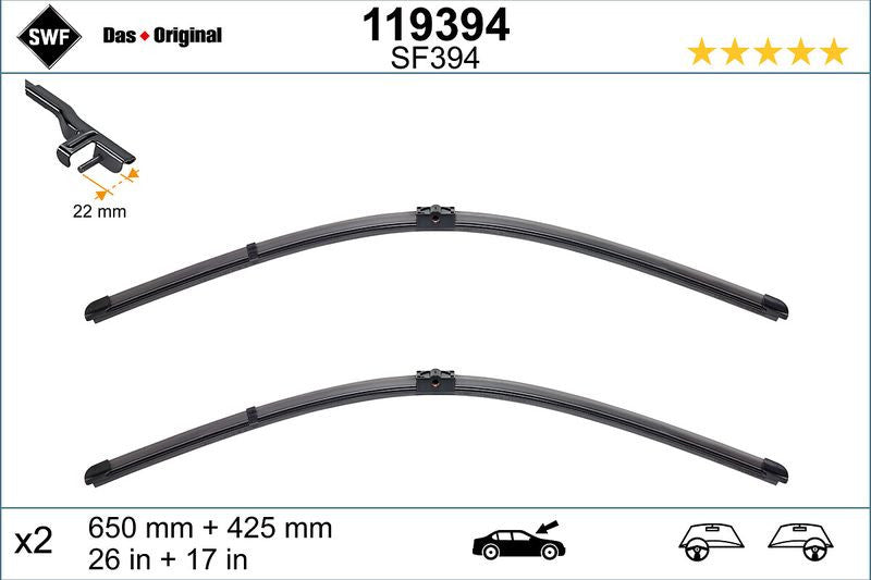 Set lamela stergator SWF Wiper FB OE LHD 650/425 mm SWF - imagine 1
