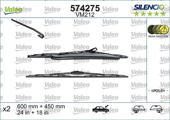 Set lamela stergator Valeo Silencio 600/450 mm Valeo - imagine 1