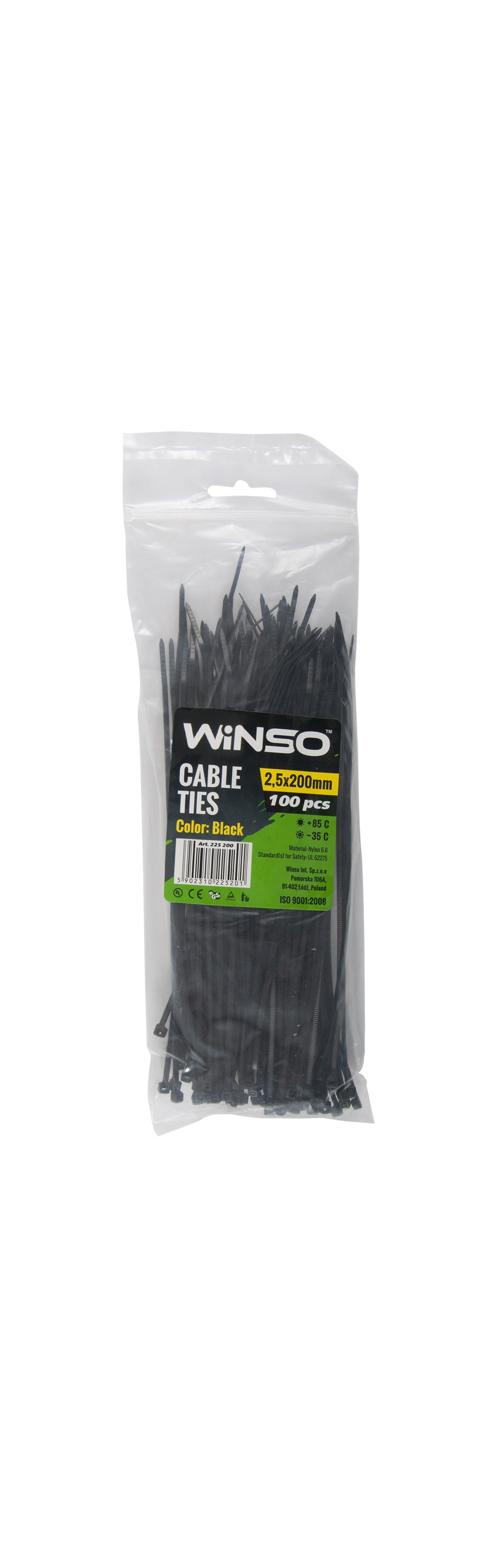 Coliere plastic 2,5x200 Negru - Set 100 buc Winso - imagine 1