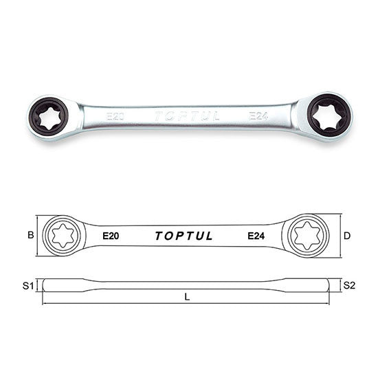 Cheie inelara cu clichet tip E 6x8 mm Toptul - imagine 1