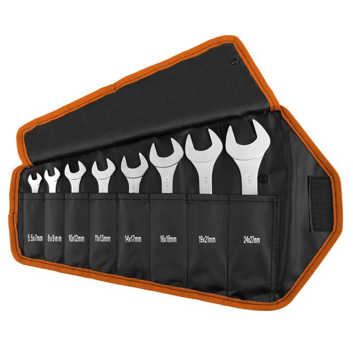 Set 8 chei duble fixe, 5.5-27mm, super subtiri, in husa textila Neo Tools - imagine 1