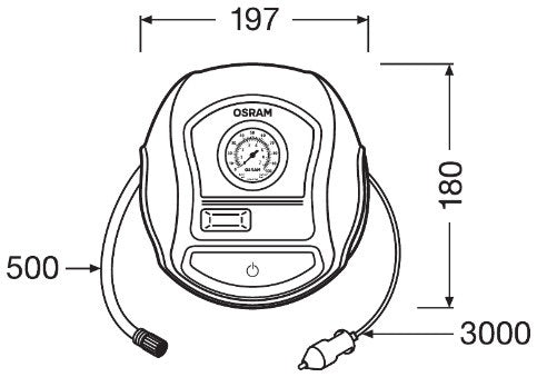 COMPRESOR AUTO 12V 120 W CU AFISAJ ANALOGIC TYREINFLATE 200 OSRAM