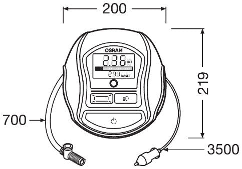 COMPRESOR AUTO 12V 180 W CU AFISAJ DIGITAL TYREINFLATE 1000 OSRAM