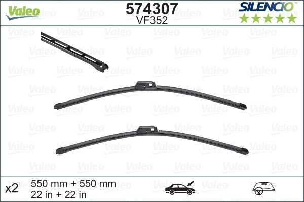 Set lamela stergator Valeo Silencio FlatBlade OE 550/550 mm Valeo - imagine 1