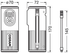 COMPRESOR AUTO CU ACUMULATOR 5200 mAh SI AFISAJ DIGITAL TYREINFLATE 2000 OSRAM