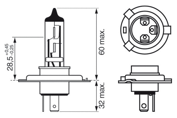 SET 2 BECURI 12V H4 60W / 55W PURE LIGHT BOSCH