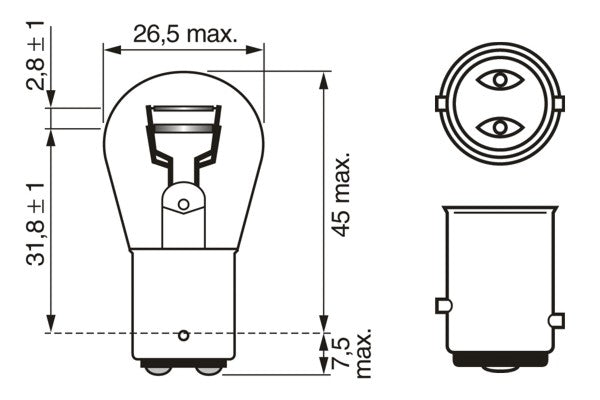 BEC 12V P21/5W 21W / 5W PURE LIGHT SET 10 BUC BOSCH