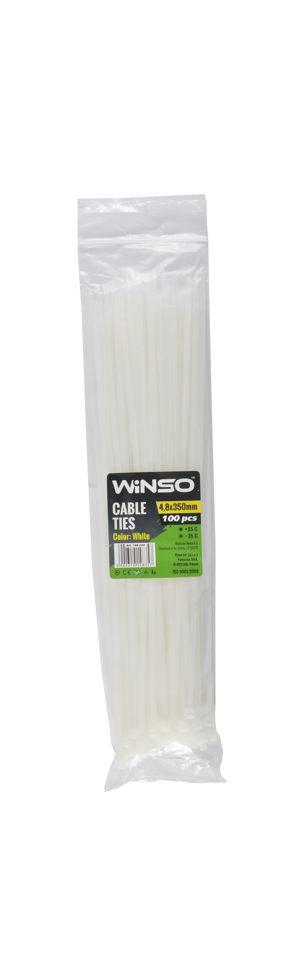 Coliere plastic 4,8x350 Alb - Set 100 buc Winso - imagine 1