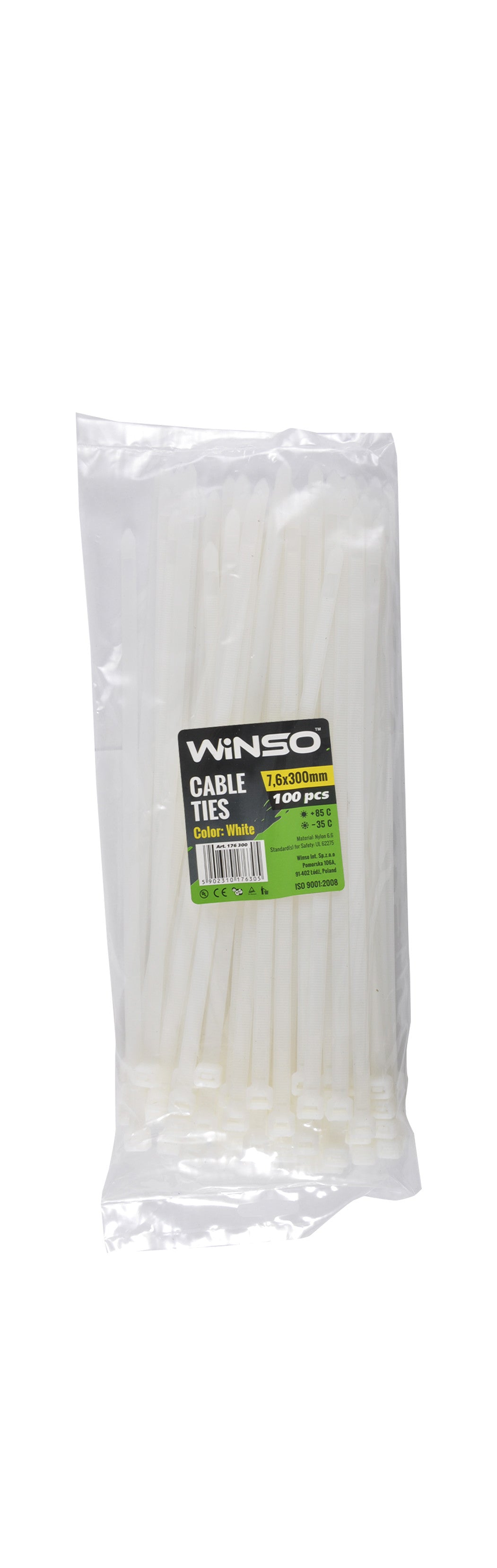 Coliere plastic 7,6x300 Alb - Set 100 buc Winso - imagine 1