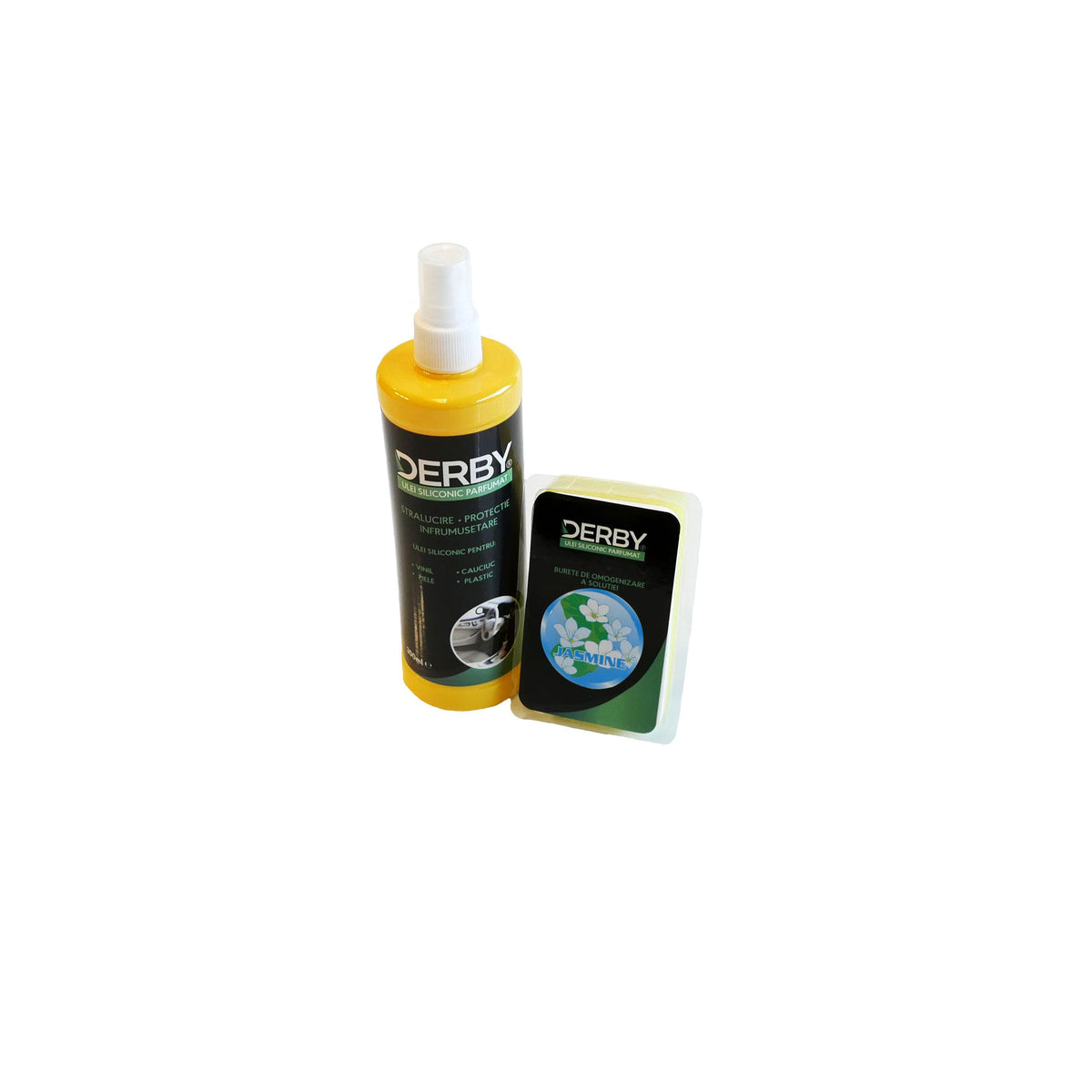 Ulei siliconic parfumat pentru bord Iasomie 300 ml + burete DERBY - imagine 1
