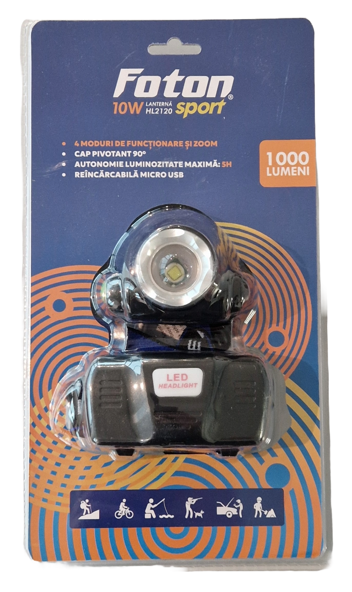Lanterna frontala reincarcabila Foton Sport HL2120 10W 1000 lumeni Foton - imagine 1