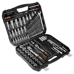 Set de chei cu clichet 1/4", 3/8", 1/2", multifuncționale, 219 de piese Neo Tools - imagine 1