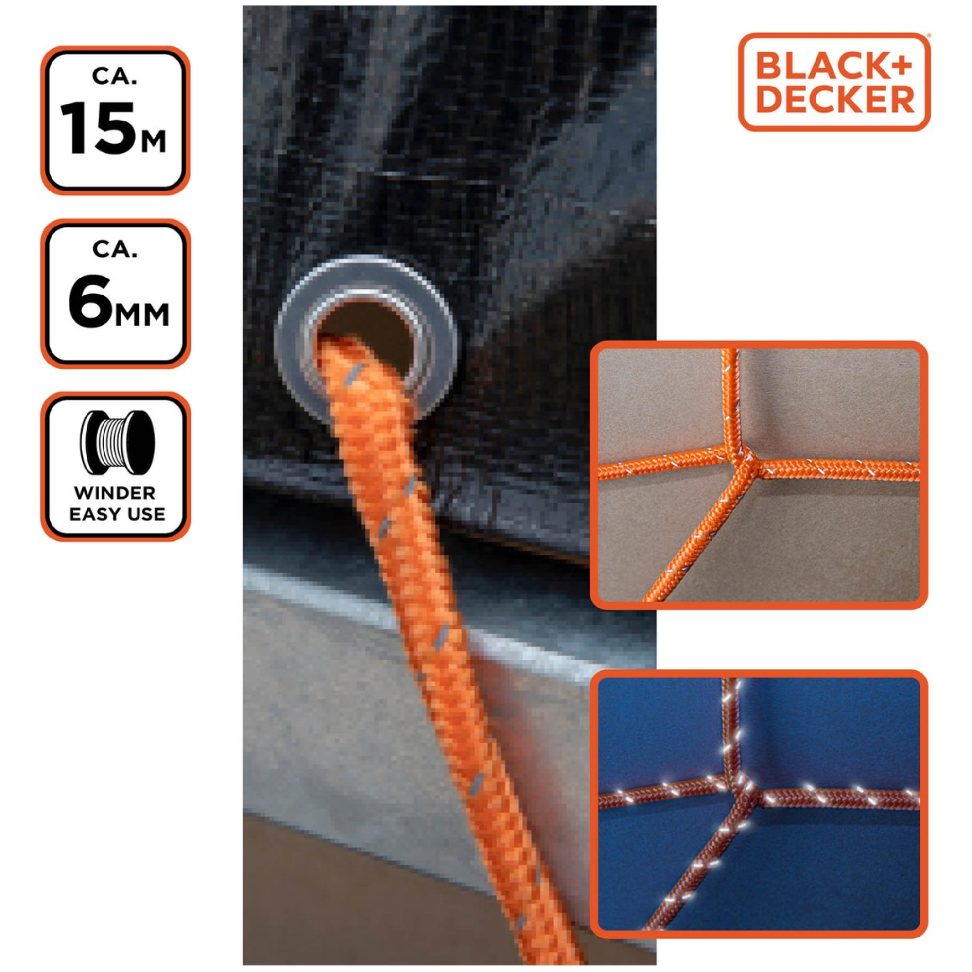 Sfoara cargo Polipropilen 8MMX15M Black+Decker - imagine 3