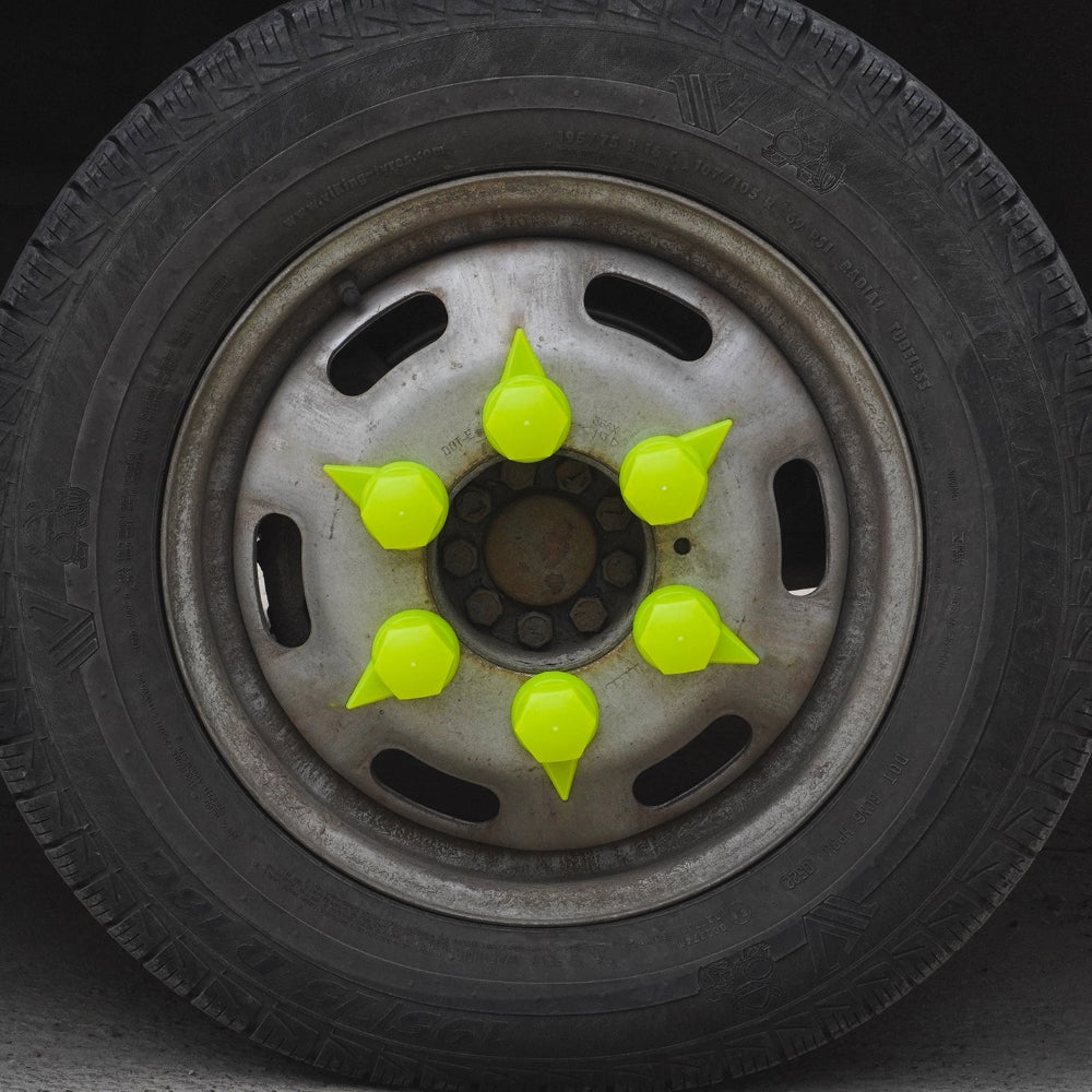 SET 10 BUCATI CAPAC PLASTIC PENTRU PREZON ROATA CU INDICATOR 33 MM NEON GALBEN 54.5 MM
