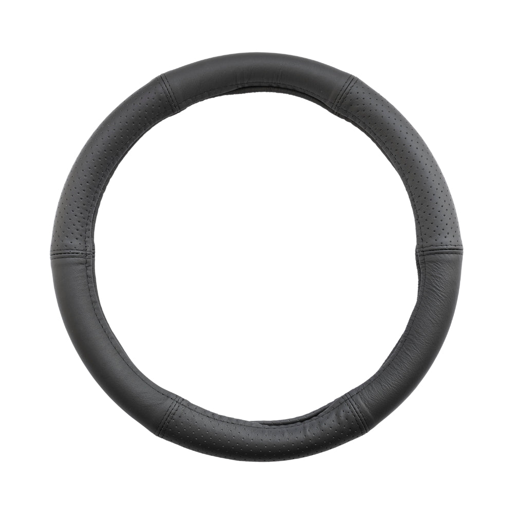 HUSA VOLAN PIELE NATURALA SEMI PERFORATA NEGRU 44-46 CM