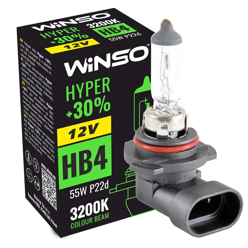Bec Halogen Winso Hyper +30% HB4 - 12V, 55W P22d ● 3200K Winso - imagine 1