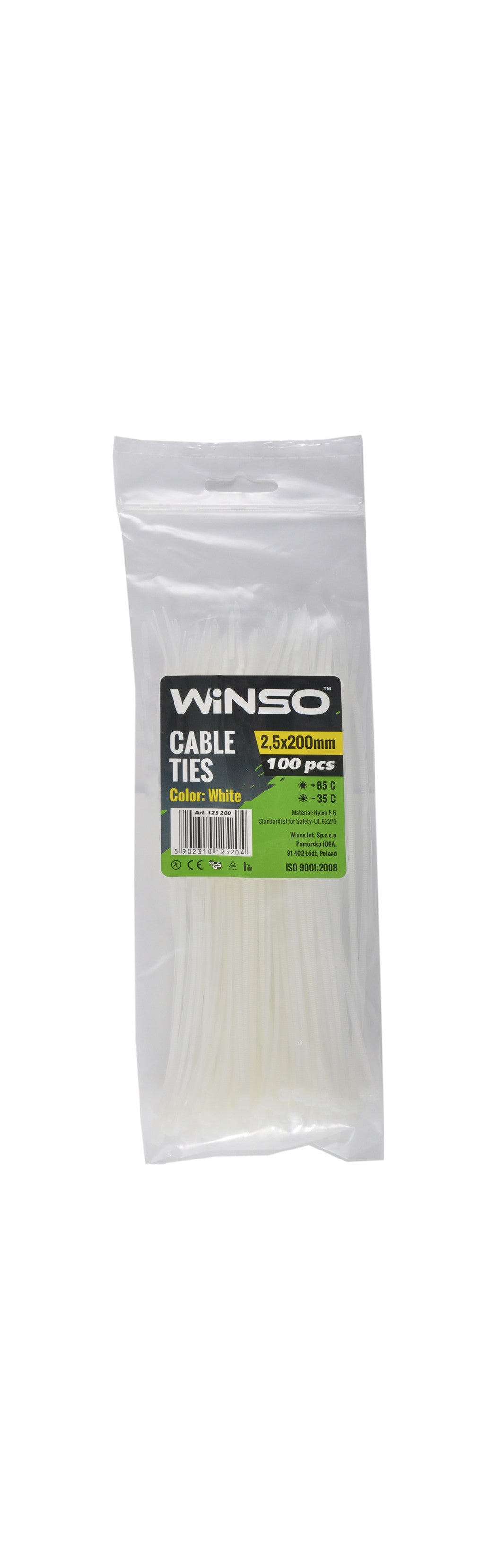 Coliere plastic 2,5x200 Alb - Set 100 buc Winso - imagine 1