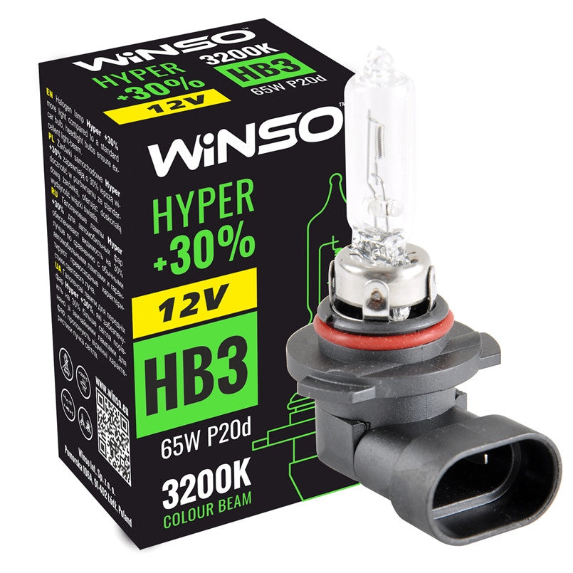 Bec Halogen Winso Hyper +30% HB3 - 12V, 65W P20d ● 3200K Winso - imagine 1