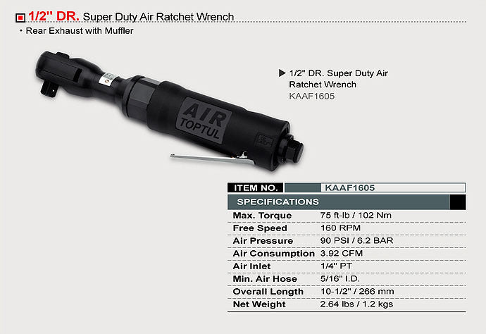 Clichet pneumatic Toptul 1/2 , 102 Nm Toptul - imagine 2