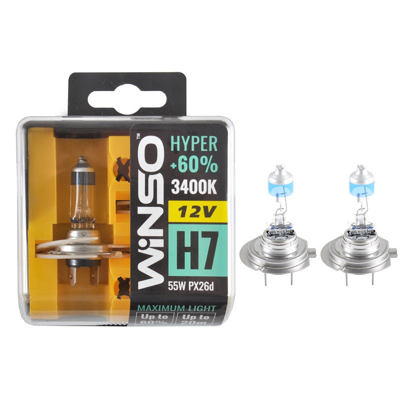 Bec Halogen Winso Hyper +60% H7 - 12V, 55W PX26d ● 3400K ●  Set 2 buc Winso - imagine 1