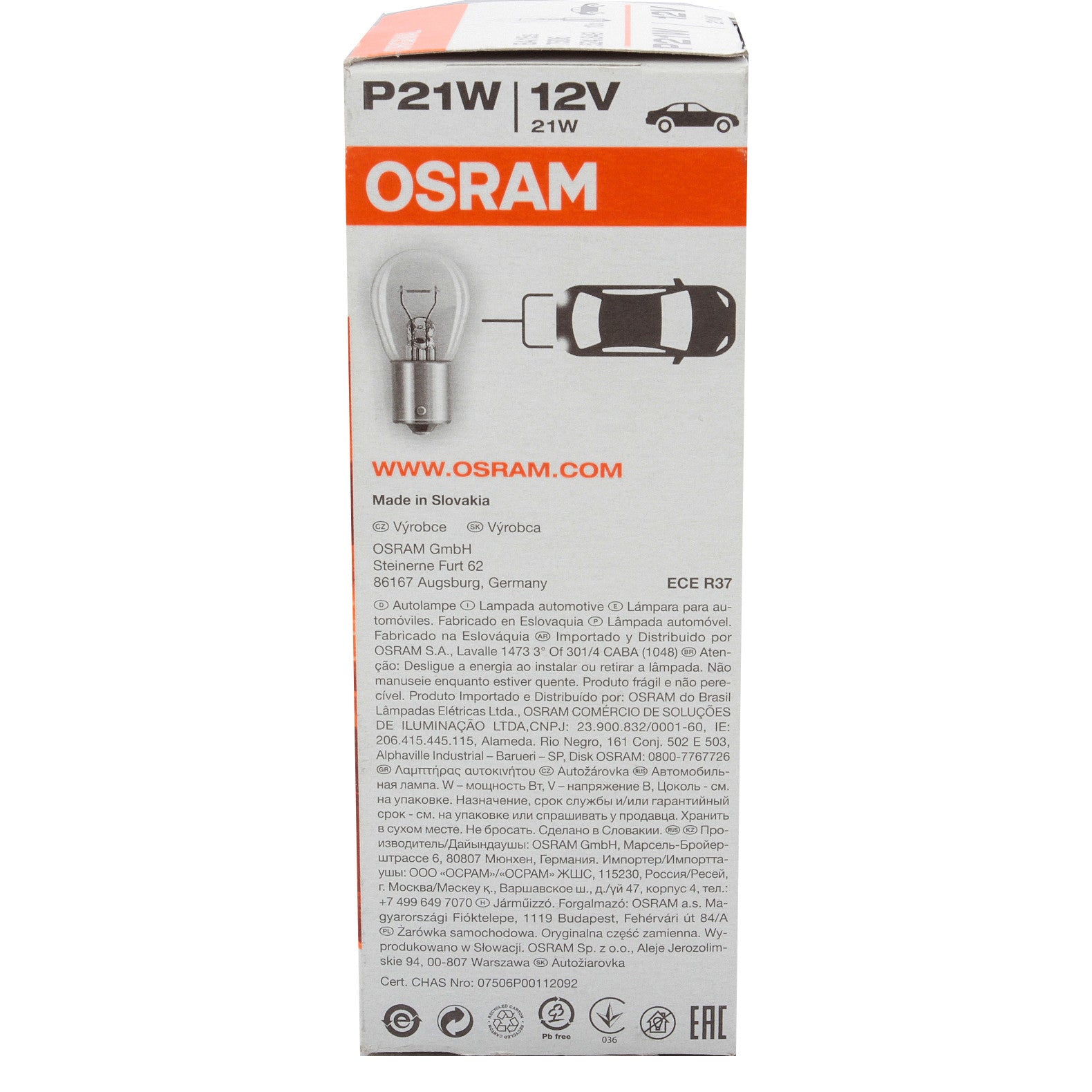 Bec Osram Original P21W 12V BA15s Osram - imagine 2
