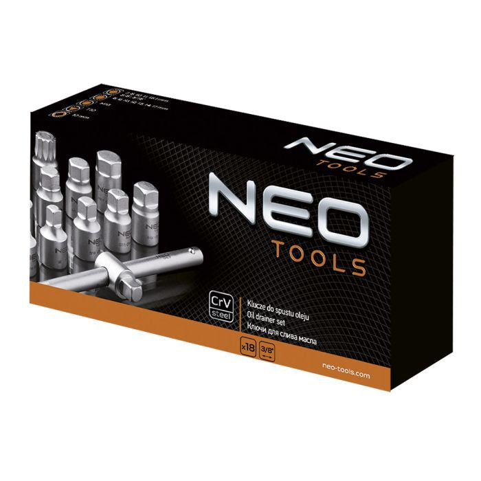 Set chei desfacere buson scurgere ulei diverse marci auto 18 buc, 3/8 " Neo Tools - imagine 4
