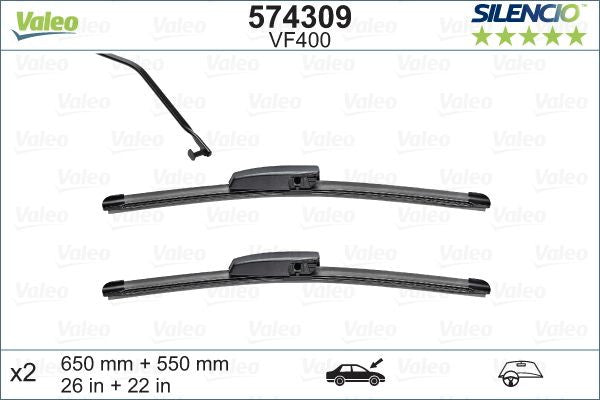 Set lamela stergator Valeo Silencio FlatBlade OE 650/550 mm Valeo - imagine 1