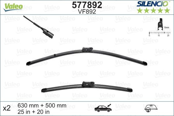 Set lamela stergator Valeo Silencio FlatBlade OE 630/500 mm Valeo - imagine 1