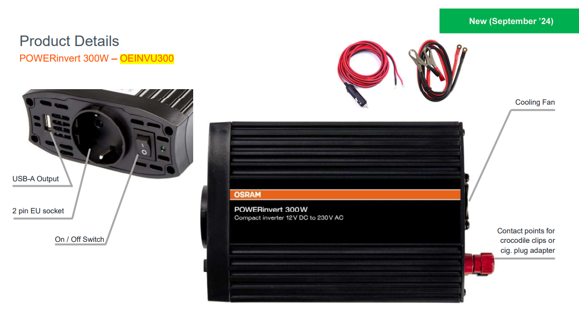 Invertor Osram POWERinvert Modified Sine Wave Inverter 12V DC 300W Osram - imagine 3