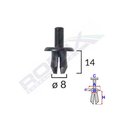 CLIPS FIXARE VOLVO 8X14MM - NEGRU SET 10 BUC