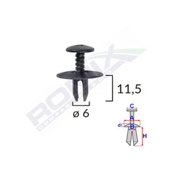 CLIPS FIXARE PENTRU BMW MINI 6X11.5MM - NEGRU SET 10 BUC