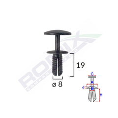 CLIPS FIXARE PENTRU FORD - 8X19MM - NEGRU SET 10 BUC