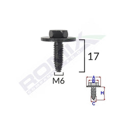 SURUB FIXARE ELEMENTE EXTERIOR PENTRU PEUGEOT, CITROEN 6X17MM SET 5 BUC
