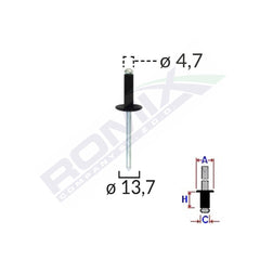 POPNIT UNIVERSAL NEGRU 4.7MM SET 10 BUC