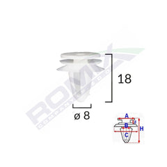 CLIPS TAPITERIE PENTRU SEAT VW 8X18MM - GRI SET 10 BUC