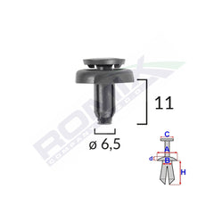CLIPS FIXARE PENTRU TOYOTA6.5X11MM NEGRU SET 10 BUC