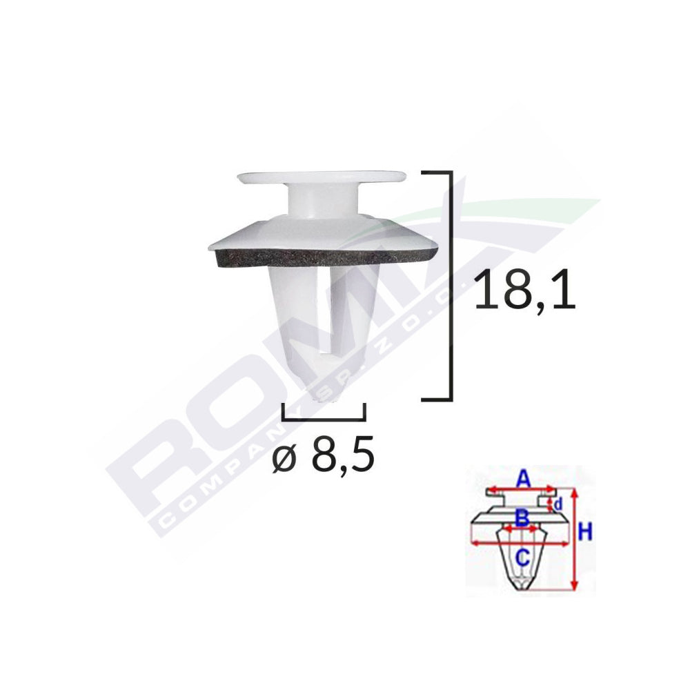 CLIPS TAPITERIE PENTRU MERCEDES 8.5X18.1MM ALB - SET 10 BUC