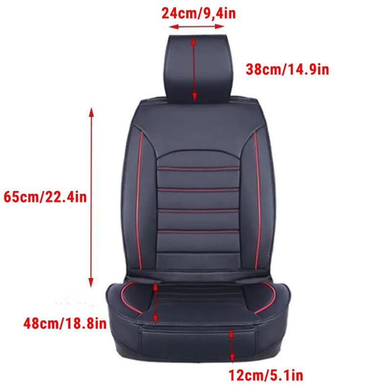 Set huse scaune auto pentru fata-spate, piele ecologica, negru cu dunga rosie MTR - imagine 4