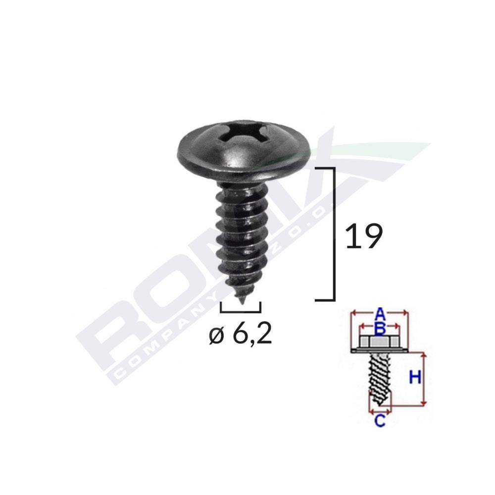 SURUB CU CAP INCRUCISAT DIAMETRU 6.2MM LUNGIME 19MM SET 10 BUC