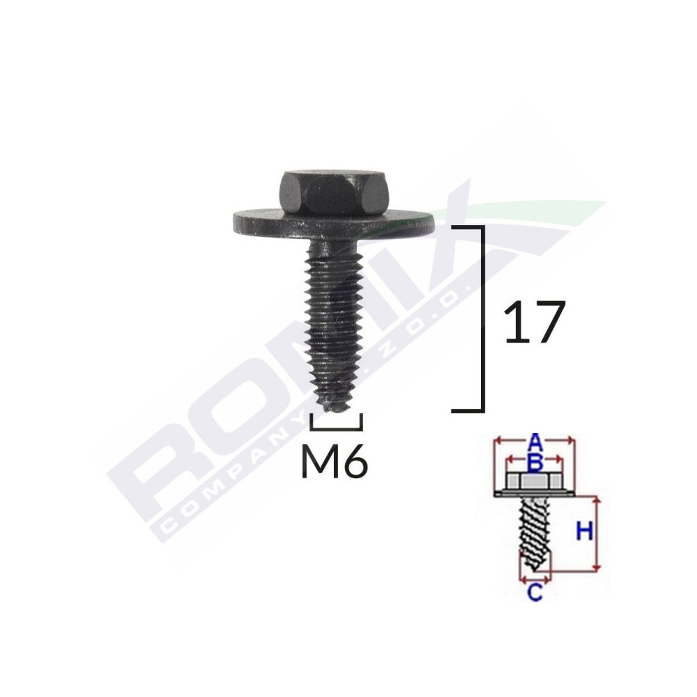 SURUB FIXARE ELEMENTE EXTERIOR PENTRU PEUGEOT, CITROEN 6X17MM SET 5 BUC